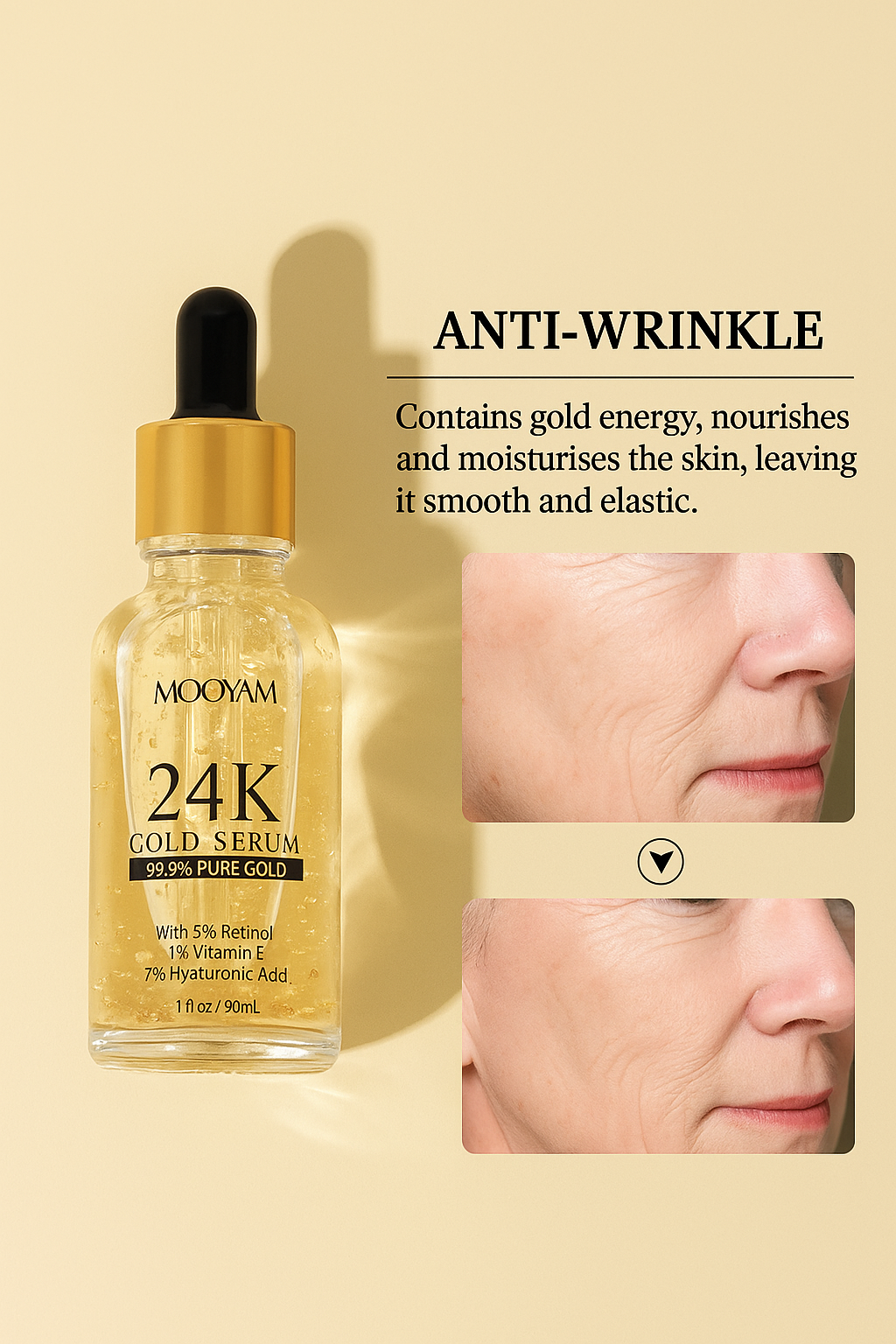 24K Gold Foil30mL Vitamin E Retinol Anti-wrinkle The Lifting Face Serum